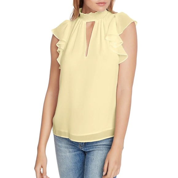 NWT (XS fits S) black keyhole smocked choker ruffle sleeves tier layers blouse - Picture 12 of 12